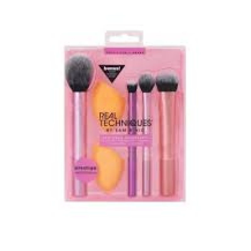 ست براش و پد آرایشی ریل تکنیک اصلی مدل 6 عددی Real Techniques EVERYDAY ESSENTIALS Brush Set