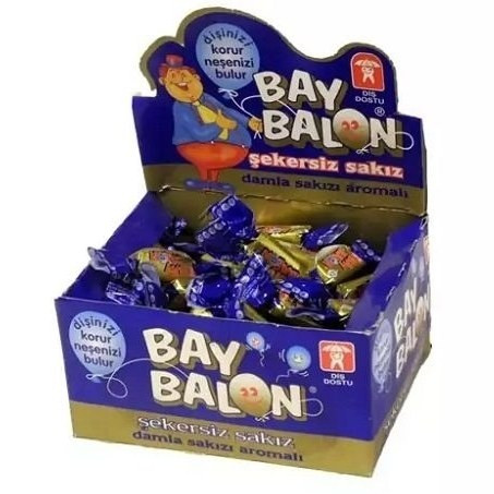 آدامس سقز بدون قند بایبالون اصلی ترکیه Bay Balon بسته 100 عدی